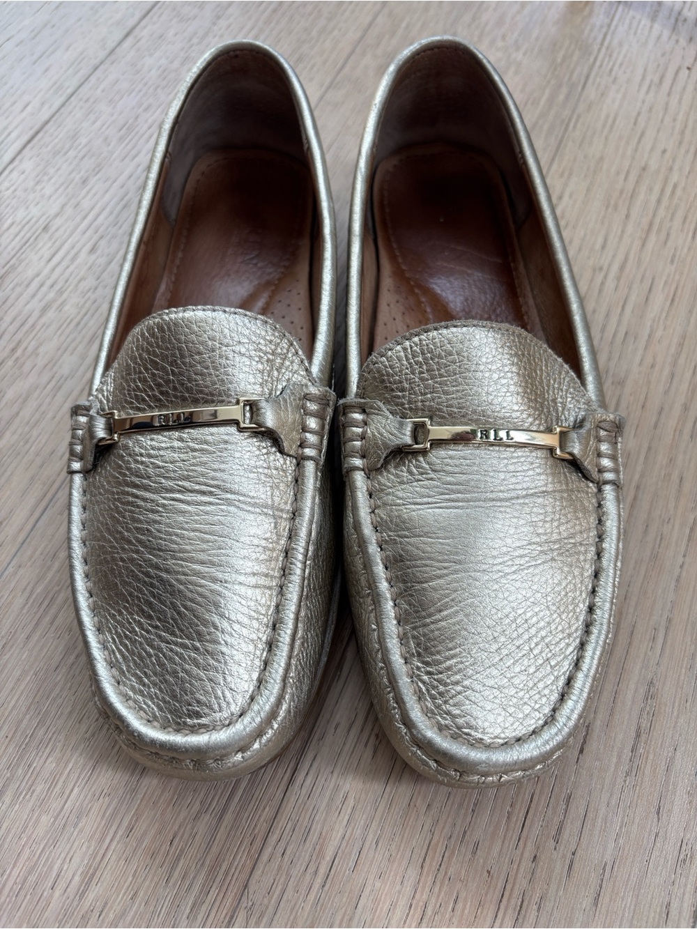Ralf Laure. Metallic Gold Leather Women's Loafers
